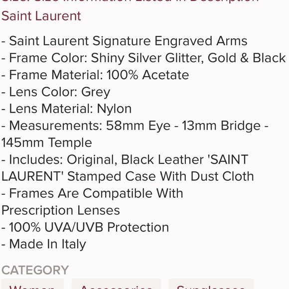 Saint Laurent Oversize Tinted Sunglasses